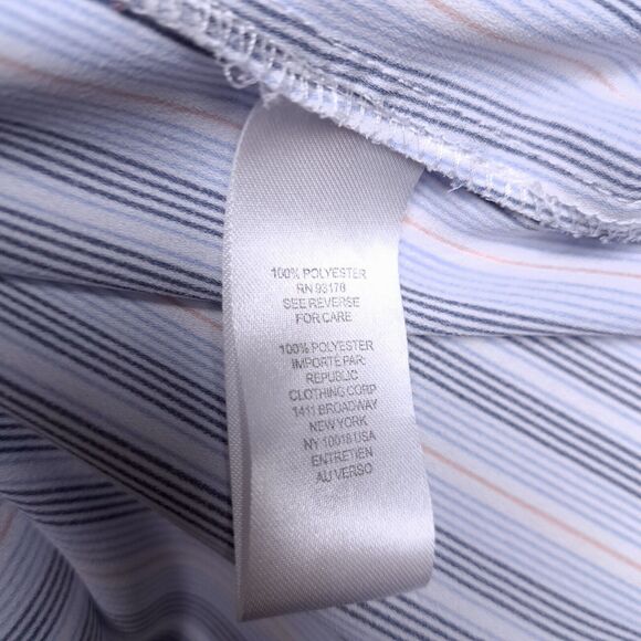 Tahari Women Plus 1x Top Blue & White Striped Long Sleeve Blouse Button Down - Picture 8 of 8